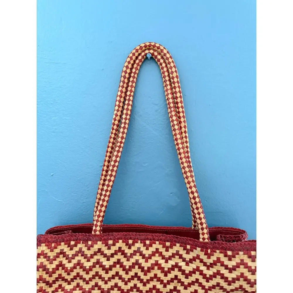 Vintage Romani Fratelli Woven Shoulder Bag Made Italy Boho Chevron Tote Purse